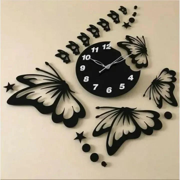 Butterflies and Stars Wall Clock