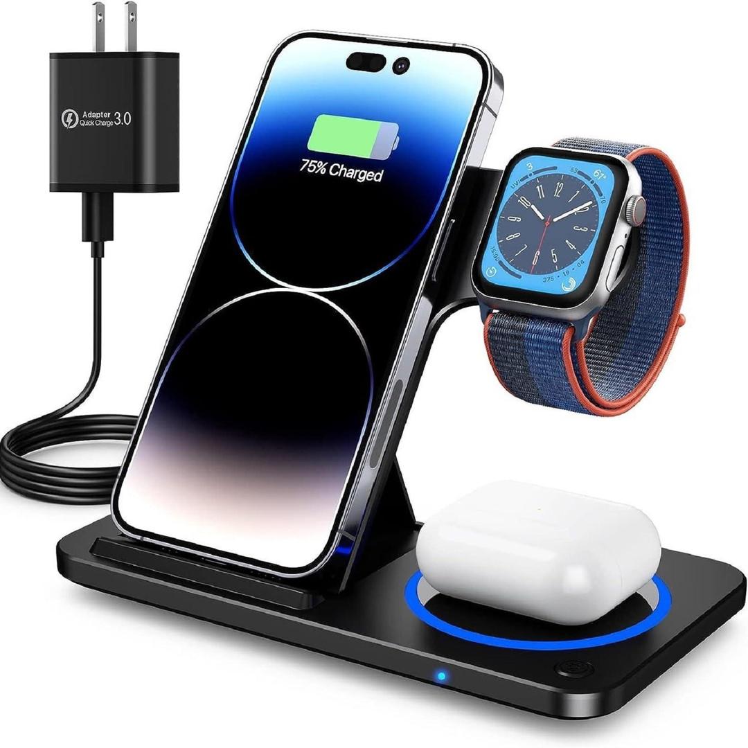 3-in-1 Magnetic Foldable Wireless Charger Stand ƒ?? Fast Charging