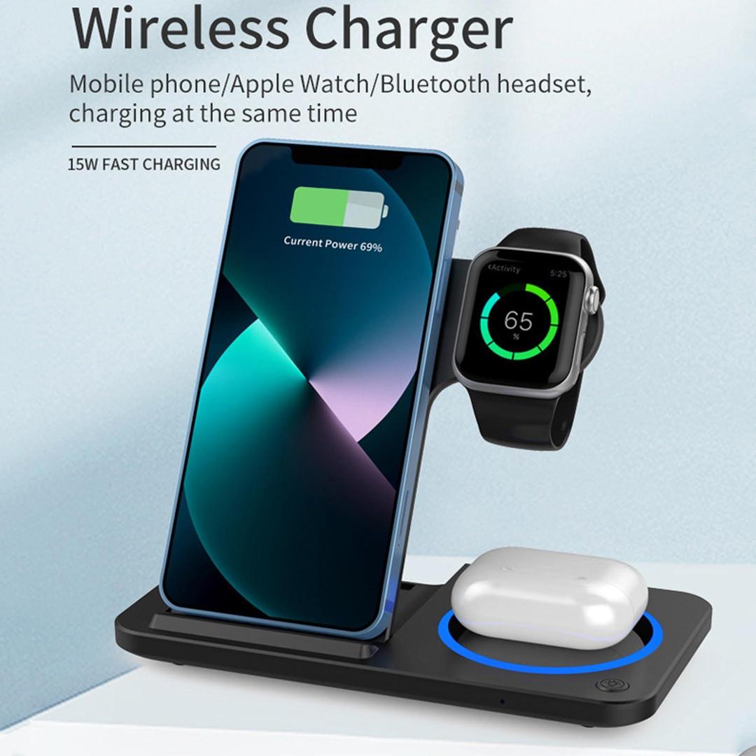 3-in-1 Magnetic Foldable Wireless Charger Stand ƒ?? Fast Charging